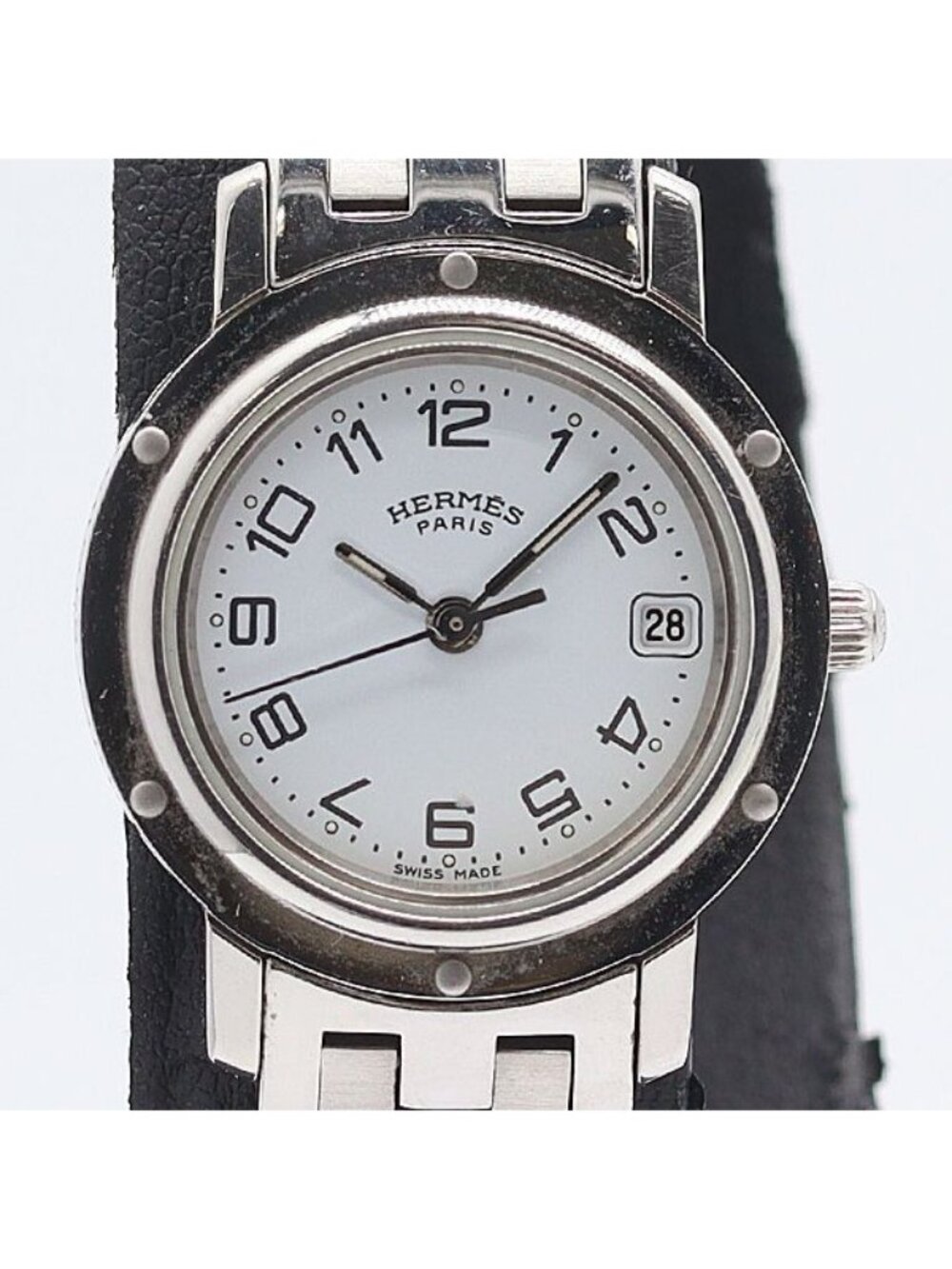 Hermes Clipper White Dial Date Watch